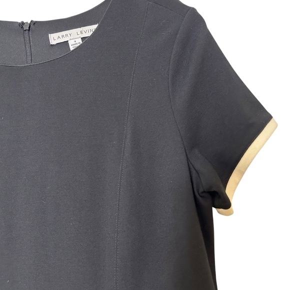 Larry Levine Black Knee Length Sheath Dress Size 8 Short Sleeves - Picture 3 of 10